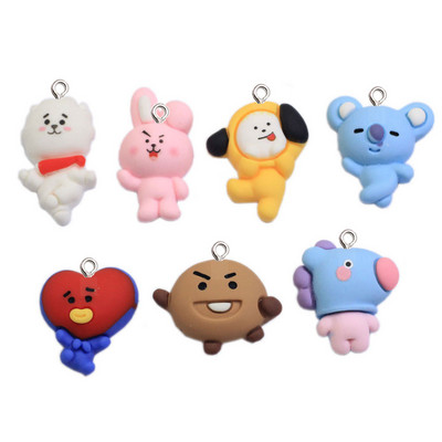 10 buc. Brelocuri amuzante din rășină cu animale din desene animate Kawaii Accesorii de decor DIY pentru cercei breloc colier bibelar pandantiv bijuterii descoperiri