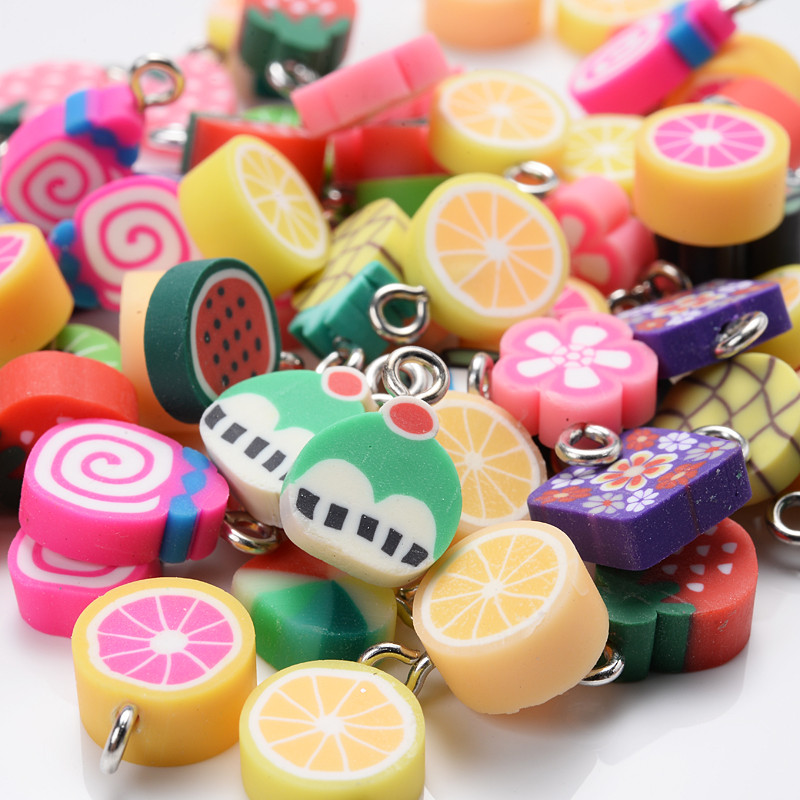 30 buc./pachet amestec de fructe în formă de pandantiv pandantiv din margele de argilă polimerică pentru fabricarea de bijuterii DIY, colier, brățară, accesorii pentru cercei