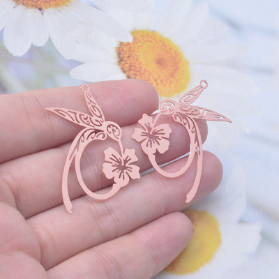 6 bucăți 38*25mm Brelocuri colibri de culoare auriu deschis Accesorii de bijuterii din alamă de culoare argintie