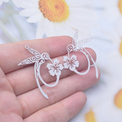 6 bucăți 38*25mm Brelocuri colibri de culoare auriu deschis Accesorii de bijuterii din alamă de culoare argintie