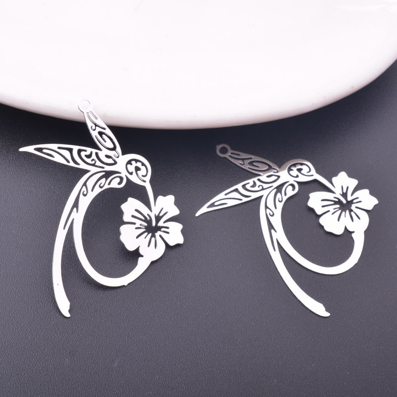 6 bucăți 38*25mm Brelocuri colibri de culoare auriu deschis Accesorii de bijuterii din alamă de culoare argintie