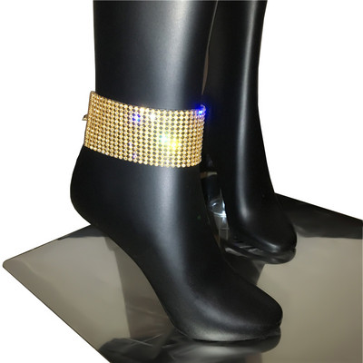 Brațe de gleznă cu strasuri cu sclipici Moda INS Celebrități Cocktail Party Culoare uni Lant lat pentru glezne Bijuterii Club de noapte Accesorii