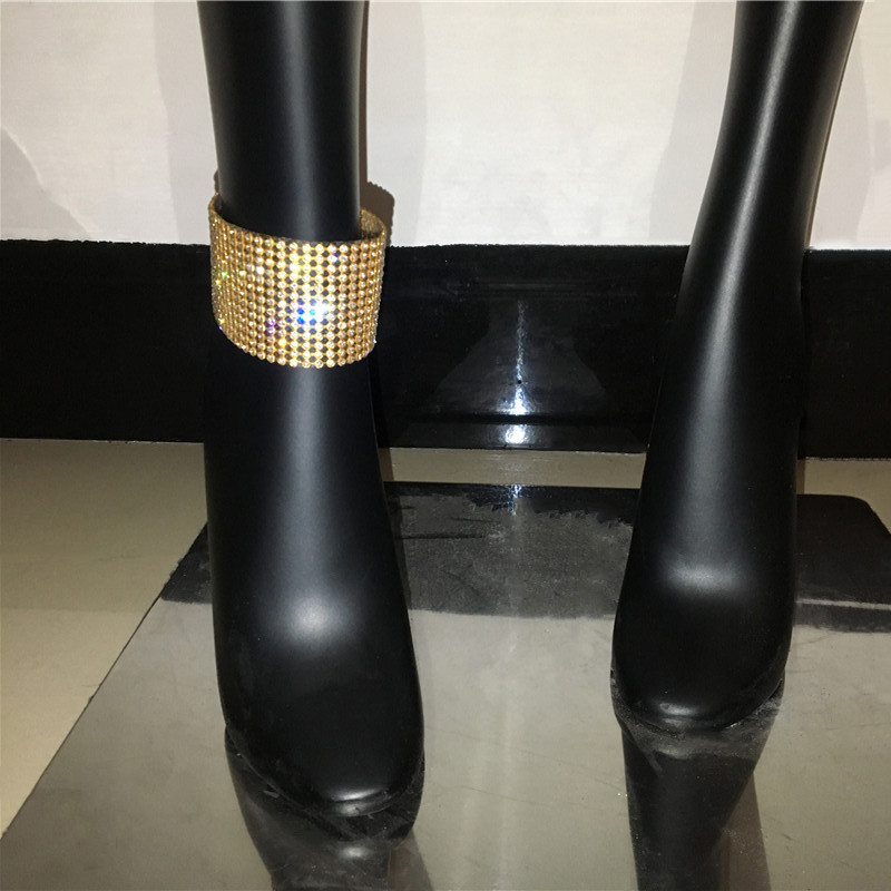 Brațe de gleznă cu strasuri cu sclipici Moda INS Celebrități Cocktail Party Culoare uni Lant lat pentru glezne Bijuterii Club de noapte Accesorii