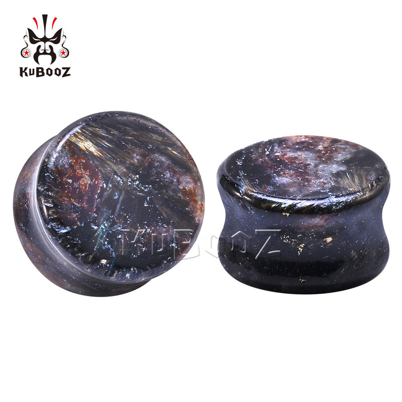 KUBOOZ Trendy Firework Stone Ureche Gauges Expanders Fashion Body Piercing Bijuterii Cercei Plugs Tunnel Stretchers 2BUC