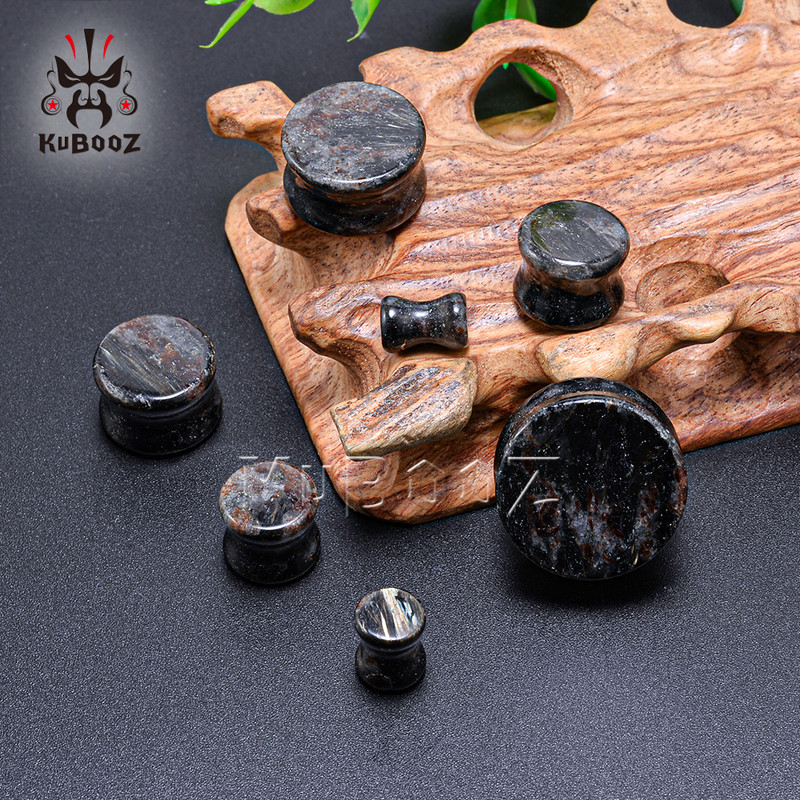 KUBOOZ Trendy Firework Stone Ureche Gauges Expanders Fashion Body Piercing Bijuterii Cercei Plugs Tunnel Stretchers 2BUC