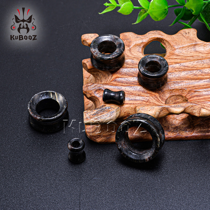 KUBOOZ Trendy Firework Stone Ureche Gauges Expanders Fashion Body Piercing Bijuterii Cercei Plugs Tunnel Stretchers 2BUC