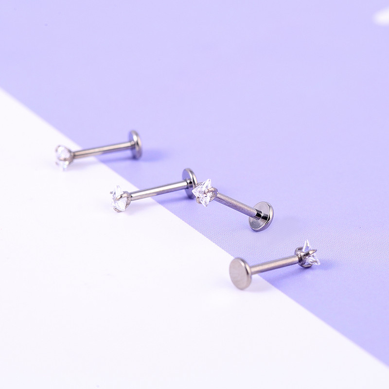 G23 Ttianium Labret ajak fülcsavarok Piercing háromszög cirkon PIERC fülporc Tragus Helix fülbevaló Szexi testpiercing ékszer