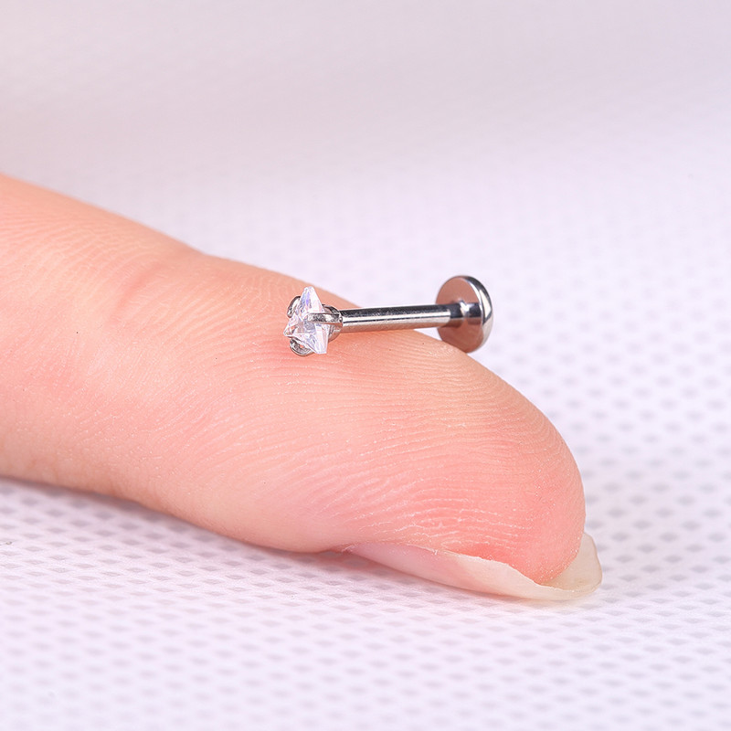 G23 Ttianium Labret ajak fülcsavarok Piercing háromszög cirkon PIERC fülporc Tragus Helix fülbevaló Szexi testpiercing ékszer