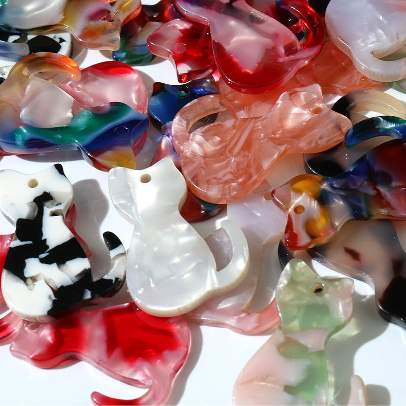 10 bucăți 17x24mm pisici colorate acrilice brelocuri pandantive pentru cercei brățări brelocuri animale bricolaj bijuterii pentru fabricarea de bijuterii cu ridicata