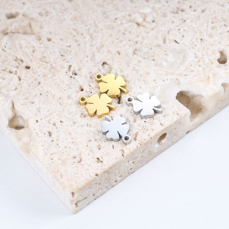 5 buc/lot colier norocos cu pandantiv cu trifoi cu patru foi pentru femei, la modă, din oțel inoxidabil, de culoare auriu, argintiu, accesorii de bijuterii