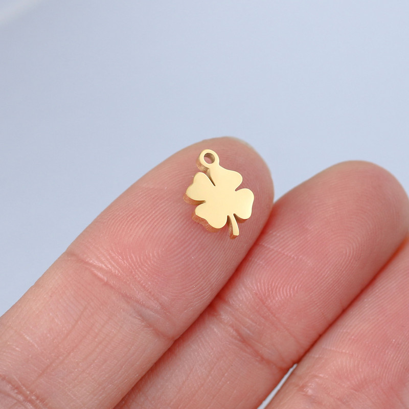 5 buc/lot colier norocos cu pandantiv cu trifoi cu patru foi pentru femei, la modă, din oțel inoxidabil, de culoare auriu, argintiu, accesorii de bijuterii