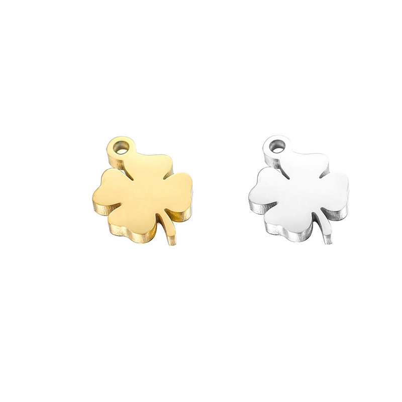 5 buc/lot colier norocos cu pandantiv cu trifoi cu patru foi pentru femei, la modă, din oțel inoxidabil, de culoare auriu, argintiu, accesorii de bijuterii