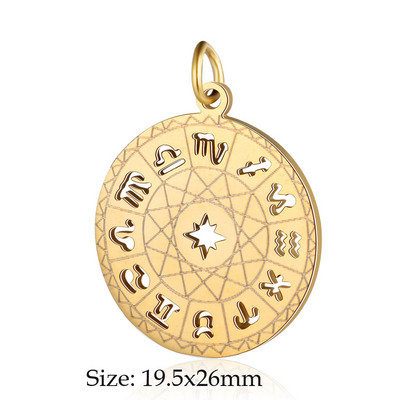 5 bucăți/lot 12 Horoscop Zodiac Breloc DIY Comerț cu ridicata Din oțel inoxidabil Harta lumii Frunze Pandantiv Palm Sun Hamsa Hand Connectors Charm