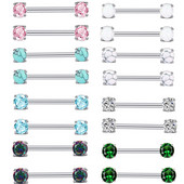 2 buc/lot Inele pentru mamelon Zircon 16mm Inel pentru piercing la sân din oțel inoxidabil Seturi de cercei pentru piercing Cartlidge Bijuterii pentru corp