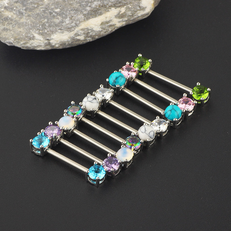 2 buc/lot Inele pentru mamelon Zircon 16mm Inel pentru piercing la sân din oțel inoxidabil Seturi de cercei pentru piercing Cartlidge Bijuterii pentru corp