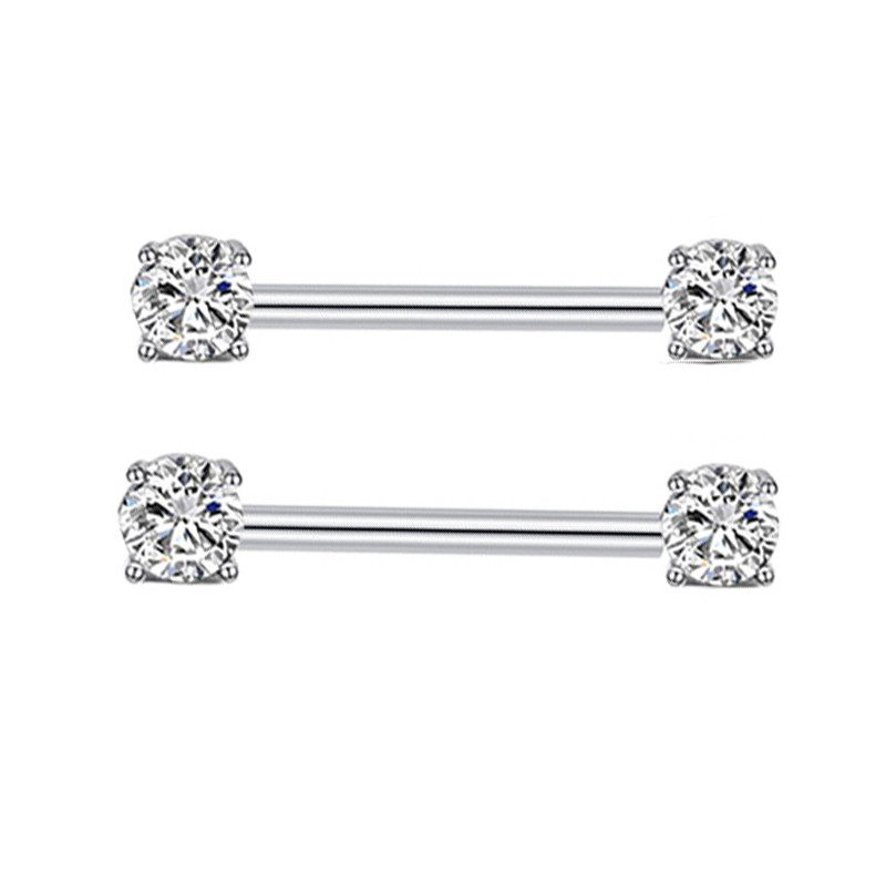 2 buc/lot Inele pentru mamelon Zircon 16mm Inel pentru piercing la sân din oțel inoxidabil Seturi de cercei pentru piercing Cartlidge Bijuterii pentru corp