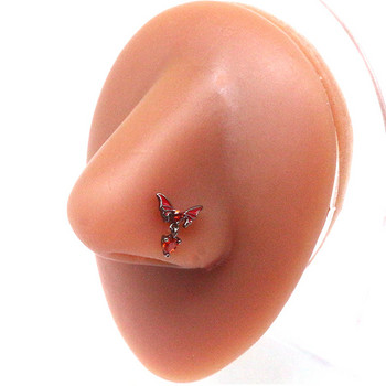 Κόκκινο δαχτυλίδι με κοιλιά πεταλούδα Δαχτυλίδι στήθος Piercing μύτη Industrail Earbone νύχι σε σχήμα καρδιάς Θηλή διάτρηση ομφάλιου κοσμήματος