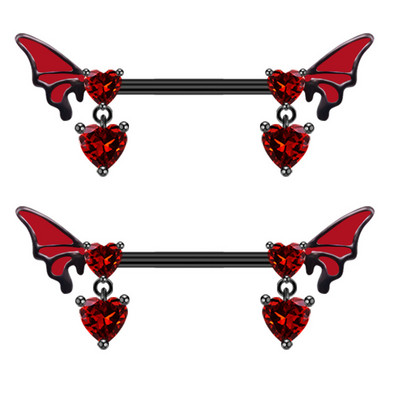 Red Butterfly Bellybutton gyűrű mellkas gyűrű orr piercing Industrail fülcsont köröm szív alakú mellbimbó piercing köldök ékszer