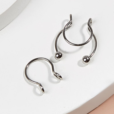 Trendi bez rupe titanij čelični nos nos nos prsten, prodorni nakit, lažni kopč za nos, jednostavan punk piercing nariz septum