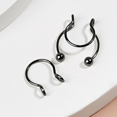 Trendi bez rupe titanij čelični nos nos nos prsten, prodorni nakit, lažni kopč za nos, jednostavan punk piercing nariz septum