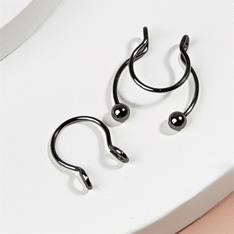 Trendi bez rupe titanij čelični nos nos nos prsten, prodorni nakit, lažni kopč za nos, jednostavan punk piercing nariz septum