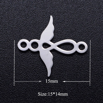 5 τμχ/παρτίδα Angel Wing DIY Charms Χονδρική 316 Ανοξείδωτο ατσάλι Angels Cupid Connectors Charm Bohemia Leather Jewelry μενταγιόν