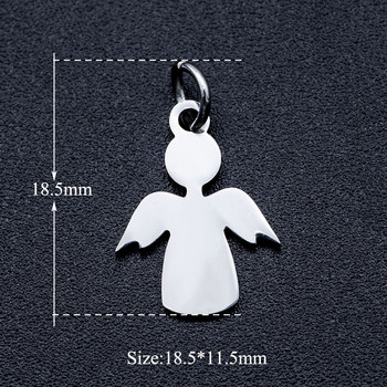 5 τμχ/παρτίδα Angel Wing DIY Charms Χονδρική 316 Ανοξείδωτο ατσάλι Angels Cupid Connectors Charm Bohemia Leather Jewelry μενταγιόν