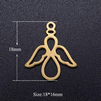 5 bucăți/lot brelocuri cu aripi de înger bricolaj, cu ridicata, 316, din oțel inoxidabil, îngerii Cupidon conectori, farmec, bijuterii din piele de Boemia, pandantiv