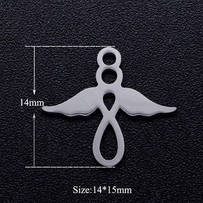 5 bucăți/lot brelocuri cu aripi de înger bricolaj, cu ridicata, 316, din oțel inoxidabil, îngerii Cupidon conectori, farmec, bijuterii din piele de Boemia, pandantiv
