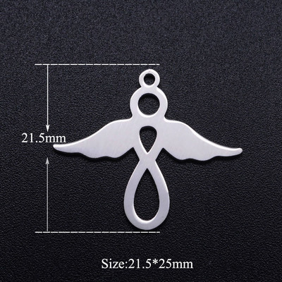 5 bucăți/lot brelocuri cu aripi de înger bricolaj, cu ridicata, 316, din oțel inoxidabil, îngerii Cupidon conectori, farmec, bijuterii din piele de Boemia, pandantiv