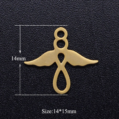 5 bucăți/lot brelocuri cu aripi de înger bricolaj, cu ridicata, 316, din oțel inoxidabil, îngerii Cupidon conectori, farmec, bijuterii din piele de Boemia, pandantiv