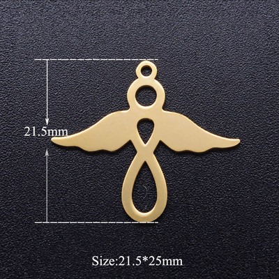 5 bucăți/lot brelocuri cu aripi de înger bricolaj, cu ridicata, 316, din oțel inoxidabil, îngerii Cupidon conectori, farmec, bijuterii din piele de Boemia, pandantiv