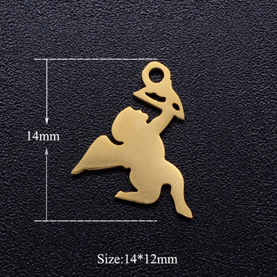 5 bucăți/lot brelocuri cu aripi de înger bricolaj, cu ridicata, 316, din oțel inoxidabil, îngerii Cupidon conectori, farmec, bijuterii din piele de Boemia, pandantiv