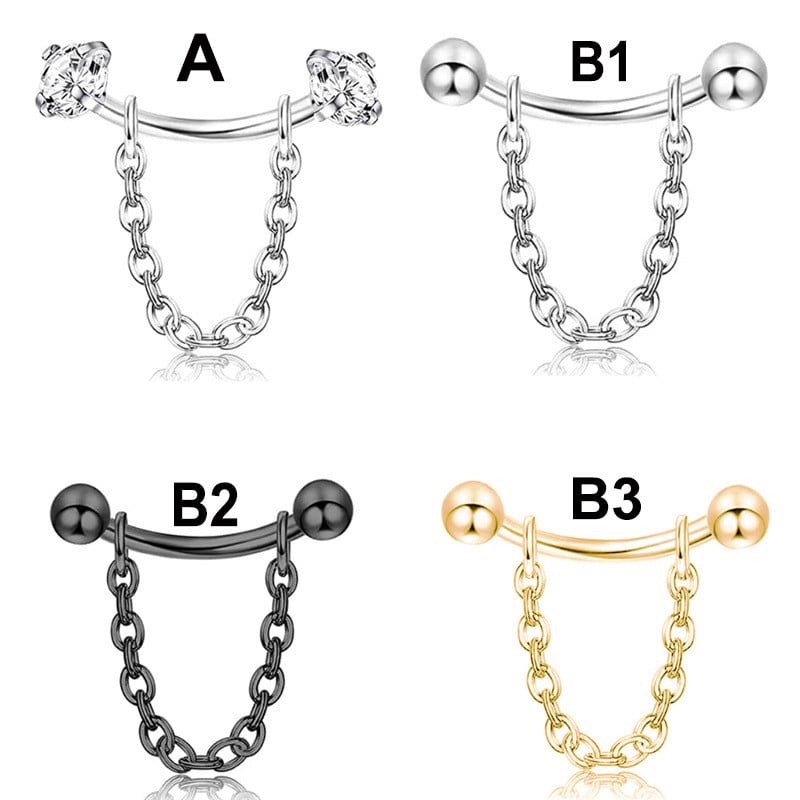 JIOROMY Tijă curbată Piercing pentru sprâncene Lanț Helix Piercing Ureche Piercing Nas Pod Piercing Bijuterii Nou Sosire 16G Body Piercing