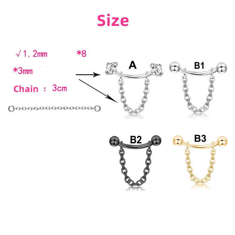 JIOROMY Tijă curbată Piercing pentru sprâncene Lanț Helix Piercing Ureche Piercing Nas Pod Piercing Bijuterii Nou Sosire 16G Body Piercing