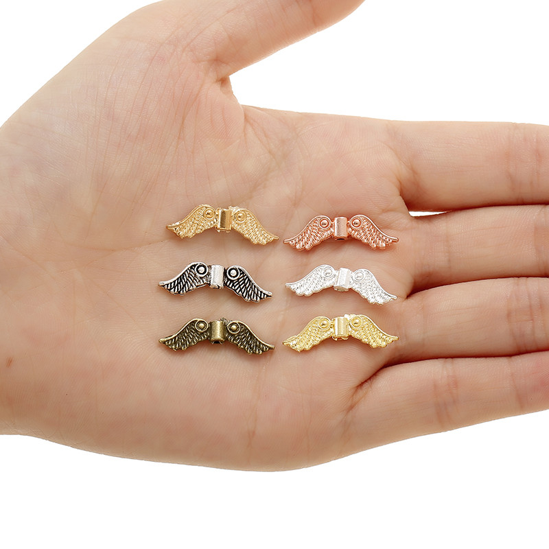 20 bucăți 6 culori argint tibetan aripi de înger margele distanțiere brelocuri pentru bijuterii bricolaj pandantiv accesorii