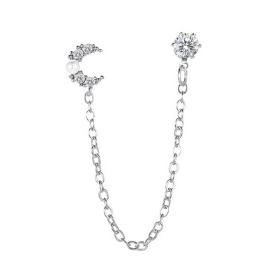 1 buc. Cercei cu ciucuri, perle, perle, lună, cu cerc, lanț de cercei Helix Piercing, cercei pentru femei, bijuterii pentru urechi