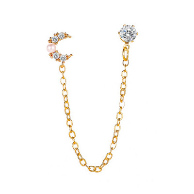 1 buc. Cercei cu ciucuri, perle, perle, lună, cu cerc, lanț de cercei Helix Piercing, cercei pentru femei, bijuterii pentru urechi