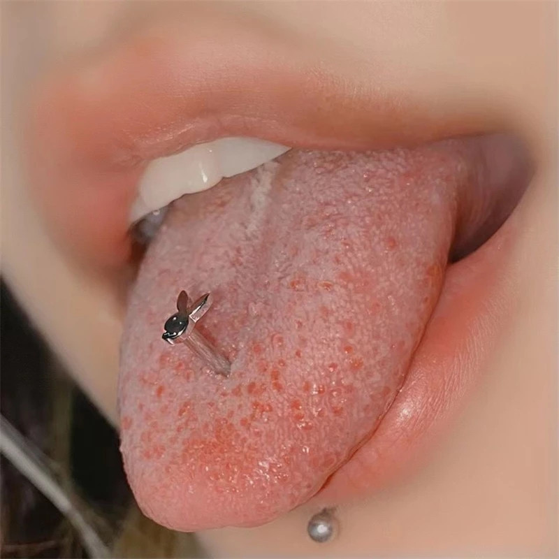1 buc. Piercing din oțel titan inel pentru limbă de iepuraș pentru limbă, mărgele în spirală, știfturi pentru buze, pentru buric, bijuterii sexy pentru corp