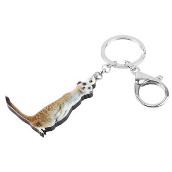 Newei Acrylic Cute Mongoose Keychains Print Long Animal Key Chain κοσμήματα για γυναίκες Kid Friends Κλασικά αξεσουάρ τσάντας δώρου