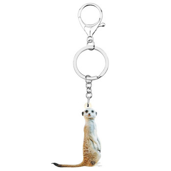 Newei Acrylic Cute Mongoose Keychains Print Long Animal Key Chain κοσμήματα για γυναίκες Kid Friends Κλασικά αξεσουάρ τσάντας δώρου