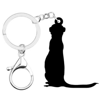 Newei Acrylic Cute Mongoose Keychains Print Long Animal Key Chain κοσμήματα για γυναίκες Kid Friends Κλασικά αξεσουάρ τσάντας δώρου