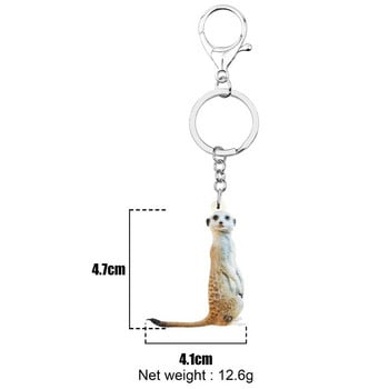 Newei Acrylic Cute Mongoose Keychains Print Long Animal Key Chain κοσμήματα για γυναίκες Kid Friends Κλασικά αξεσουάρ τσάντας δώρου