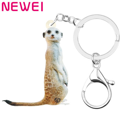 Newei Akrilo Mieli Mongoose Raktų Pakabukai Print Long Animal Key Chain Papuošalai Moterims Vaikams Draugai Klasikiniai Dovanų Rankinės Priedai