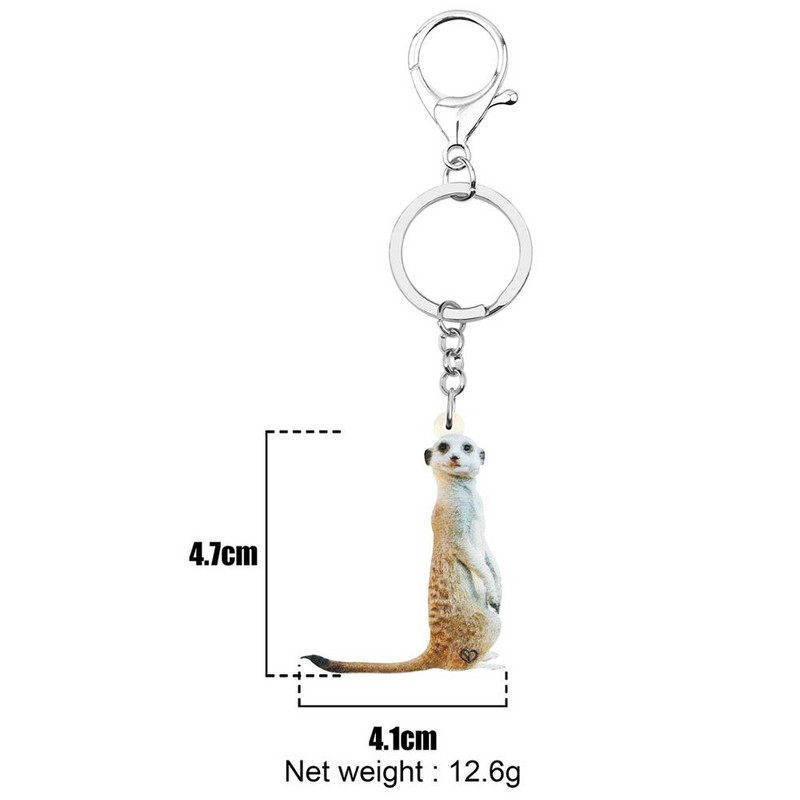 Newei Breloc acrilic drăguț cu mangustă imprimat breloc lung cu animale bijuterii pentru femei, prieteni, copii, cadou clasic, accesorii pentru genți de mână