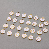 10 τμχ/26 τμχ Alphabet Letter Διπλό Πρόσωπο Σμάλτα Γούρια KC Χρυσό χρώμα Λευκό Σμάλτο 12*15mm μενταγιόν κοσμήματα κατασκευή Χειροποίητη χειροτεχνία