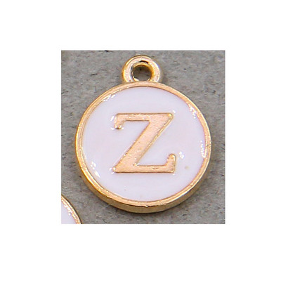 10 τμχ/26 τμχ Alphabet Letter Διπλό Πρόσωπο Σμάλτα Γούρια KC Χρυσό χρώμα Λευκό Σμάλτο 12*15mm μενταγιόν κοσμήματα κατασκευή Χειροποίητη χειροτεχνία