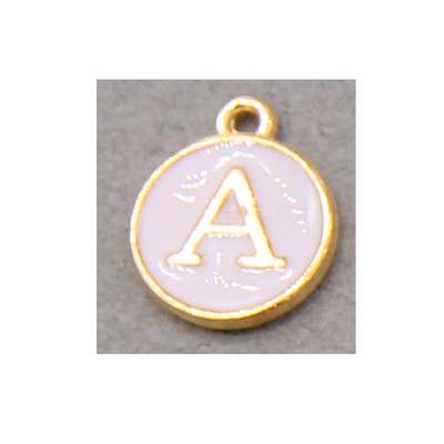 10 τμχ/26 τμχ Alphabet Letter Διπλό Πρόσωπο Σμάλτα Γούρια KC Χρυσό χρώμα Λευκό Σμάλτο 12*15mm μενταγιόν κοσμήματα κατασκευή Χειροποίητη χειροτεχνία