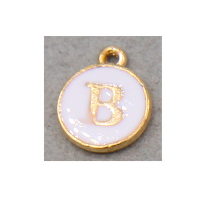 10 τμχ/26 τμχ Alphabet Letter Διπλό Πρόσωπο Σμάλτα Γούρια KC Χρυσό χρώμα Λευκό Σμάλτο 12*15mm μενταγιόν κοσμήματα κατασκευή Χειροποίητη χειροτεχνία