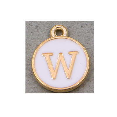 10 τμχ/26 τμχ Alphabet Letter Διπλό Πρόσωπο Σμάλτα Γούρια KC Χρυσό χρώμα Λευκό Σμάλτο 12*15mm μενταγιόν κοσμήματα κατασκευή Χειροποίητη χειροτεχνία